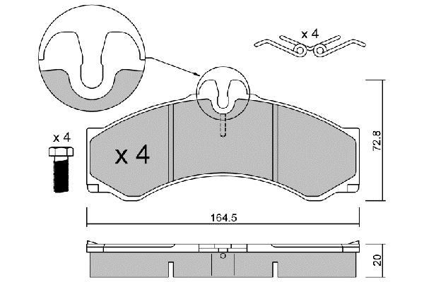 Jeu de 4 plaquettes de frein AISIN ref. BPMB-1015